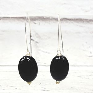 Silver/Blk Fashion French Wire Earrings